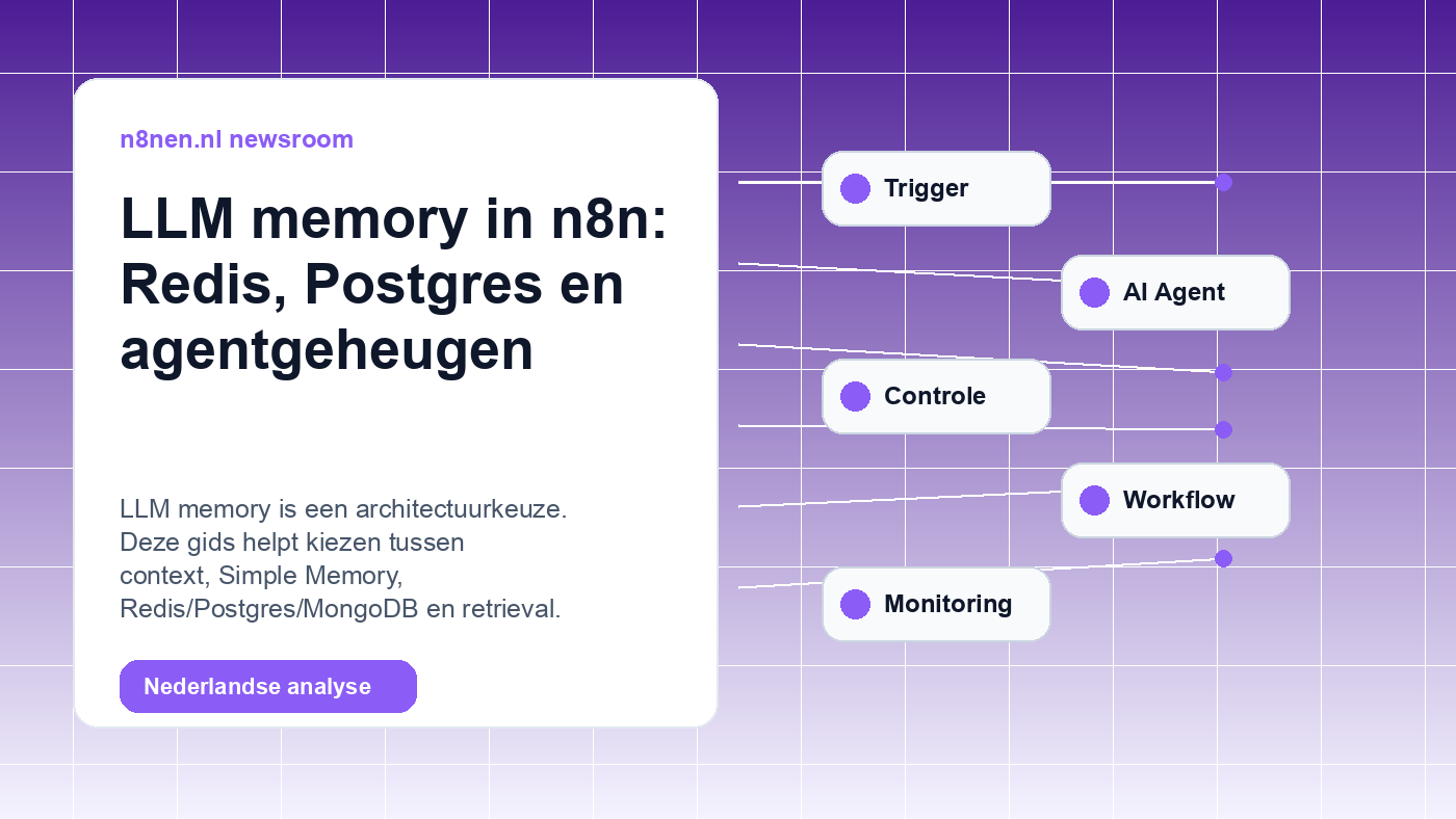 LLM memory in n8n: Redis, Postgres en agentgeheugen