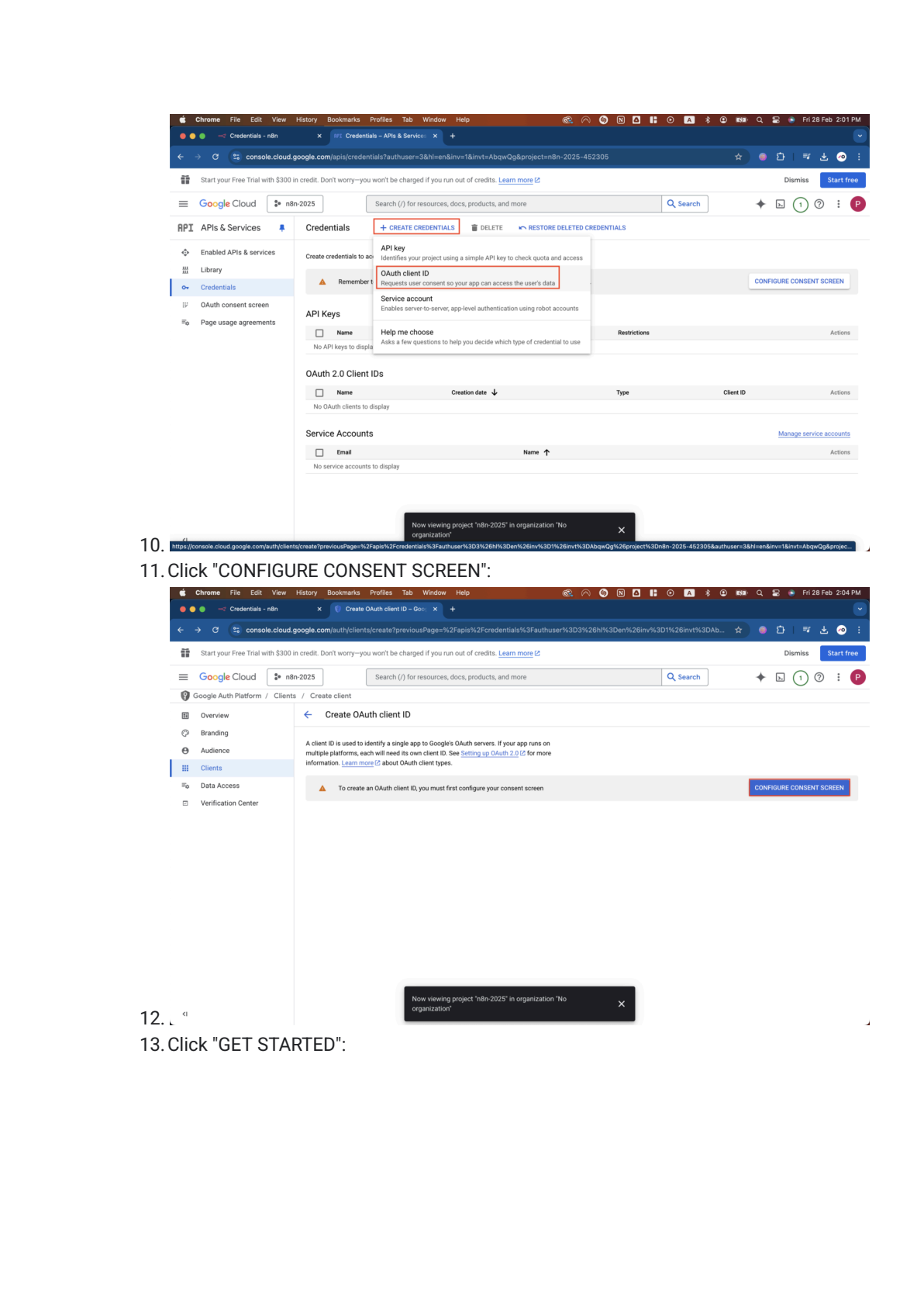 Google Cloud Storage instellen in n8n afbeelding 3