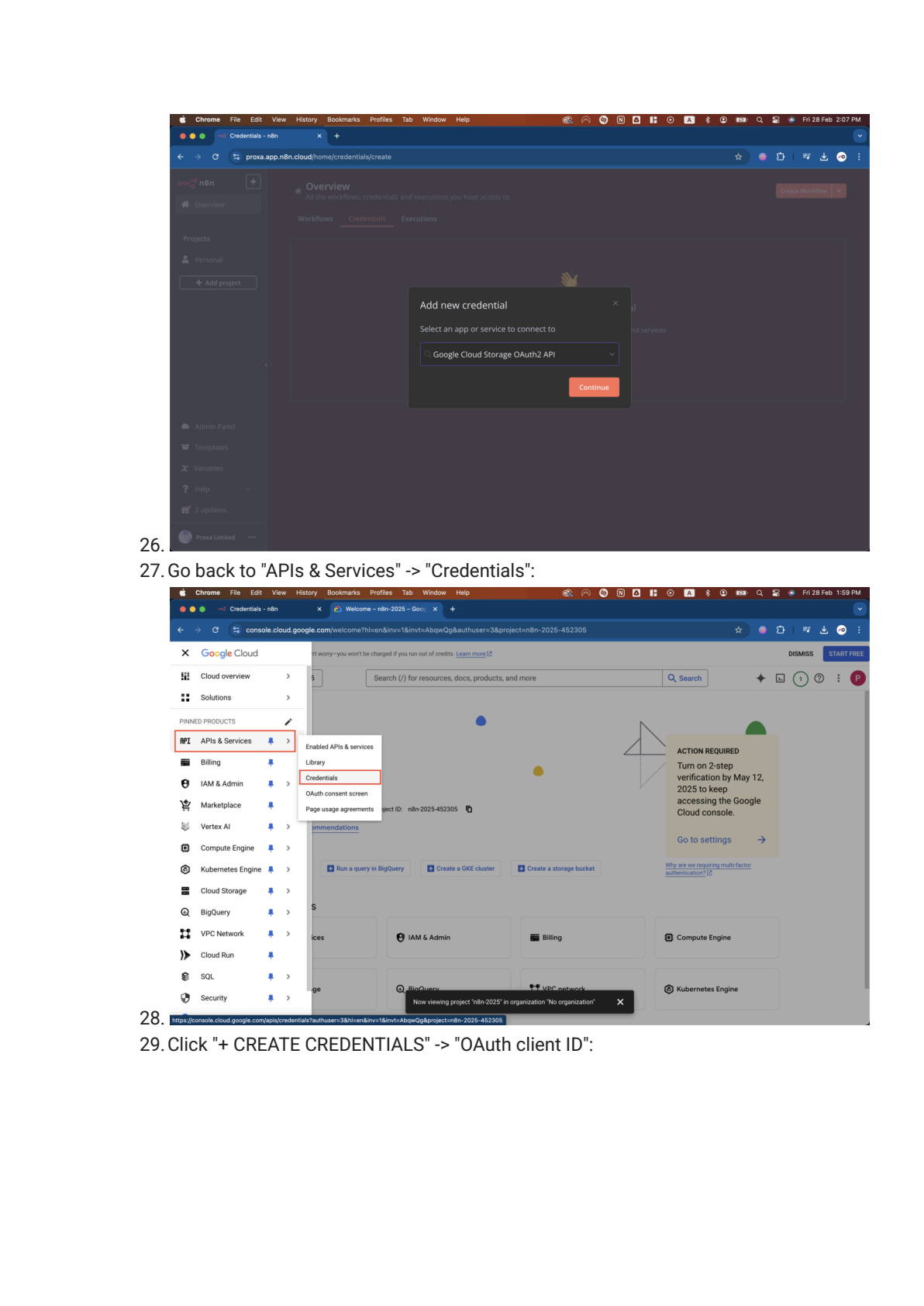 Google Cloud Storage instellen in n8n afbeelding 7