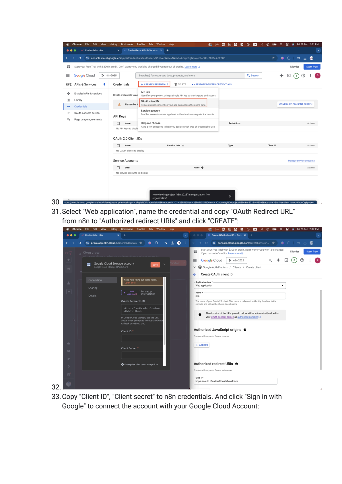 Google Cloud Storage instellen in n8n afbeelding 8