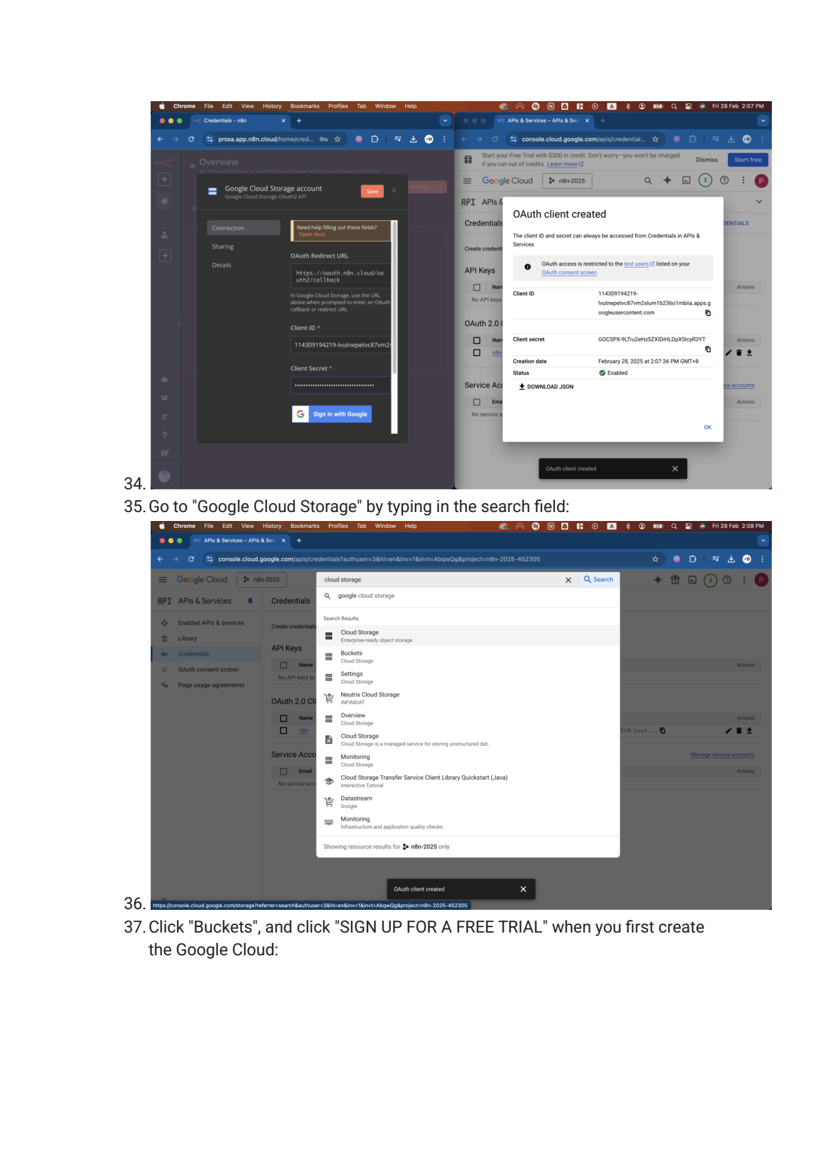 Google Cloud Storage instellen in n8n afbeelding 9