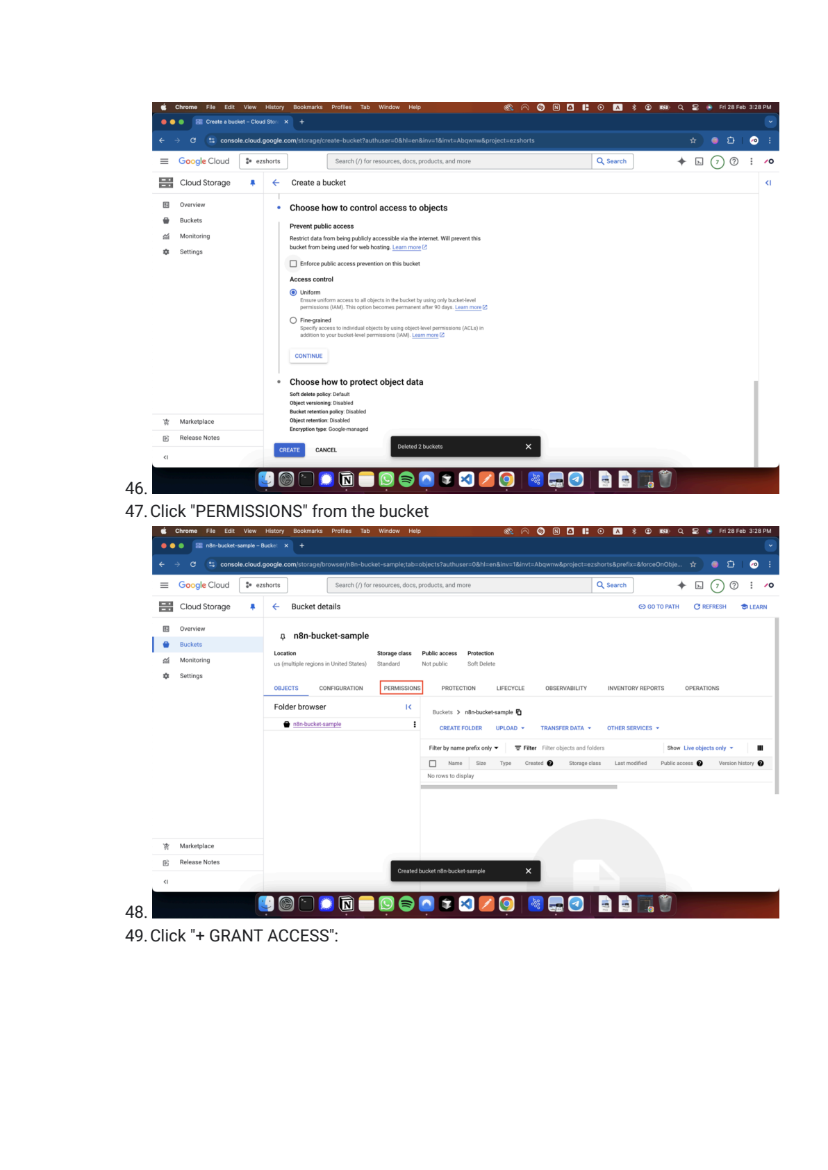 Google Cloud Storage instellen in n8n afbeelding 12