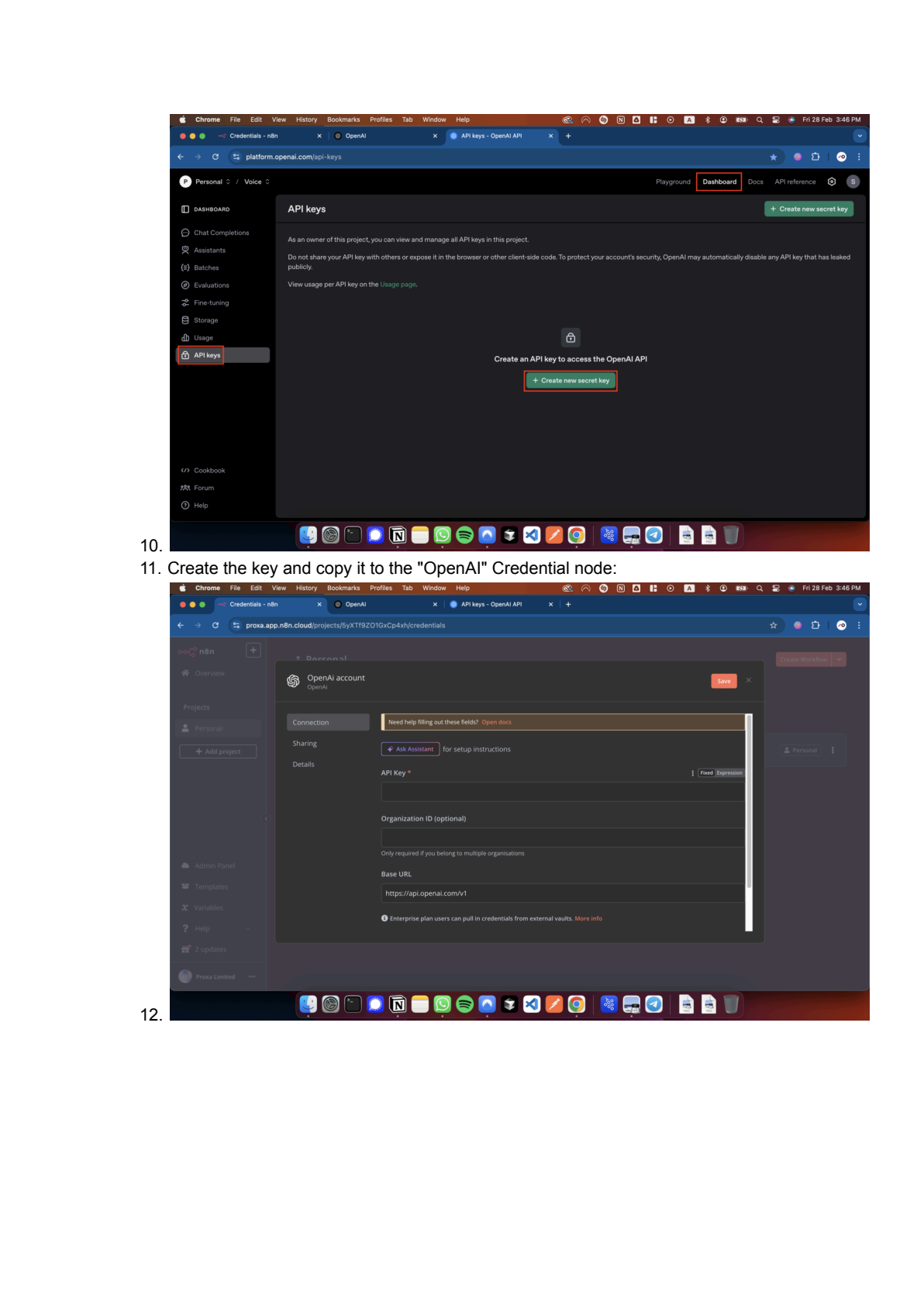 OpenAI API instellen in n8n afbeelding 3
