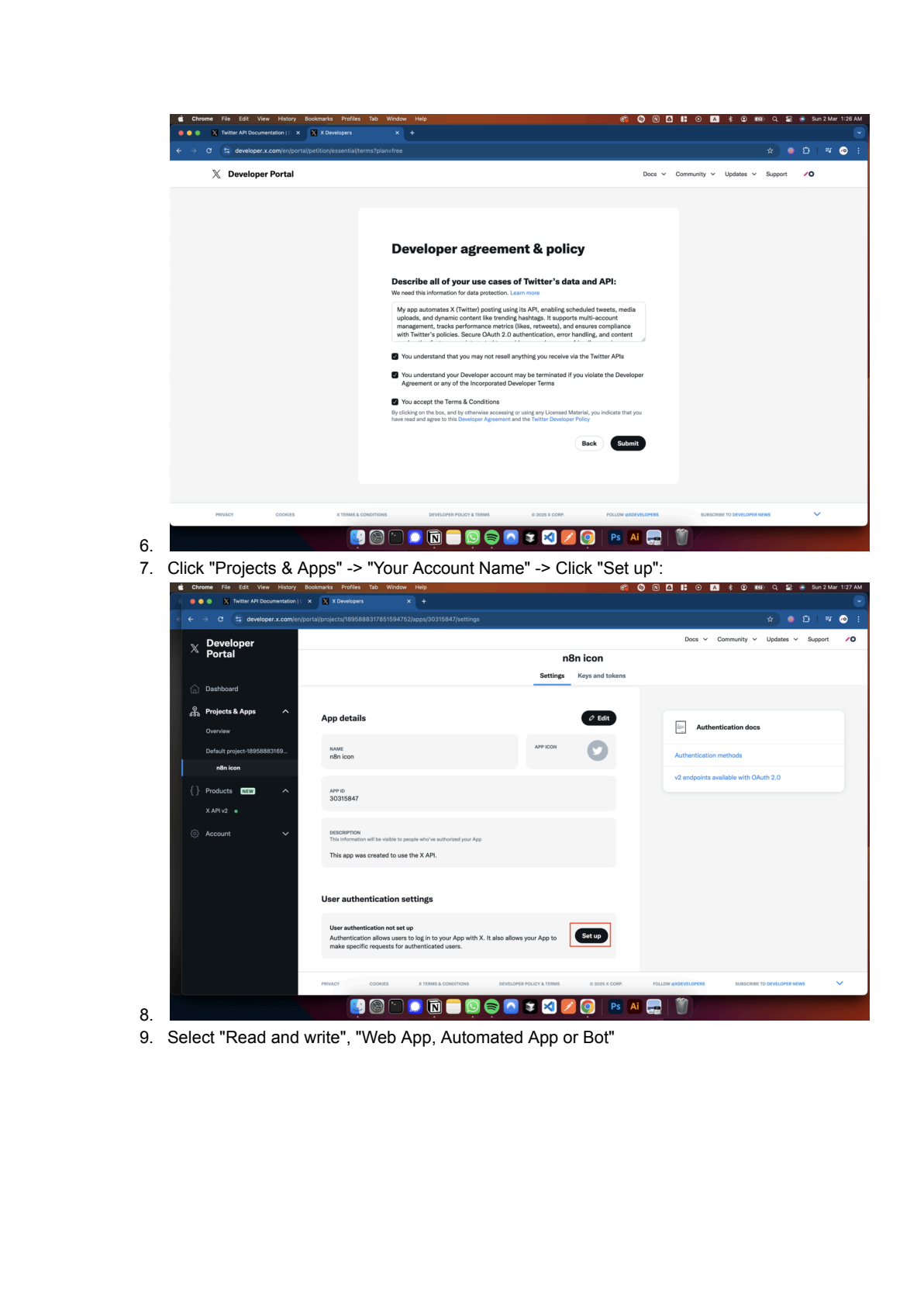 X (Twitter) API instellen in n8n afbeelding 2