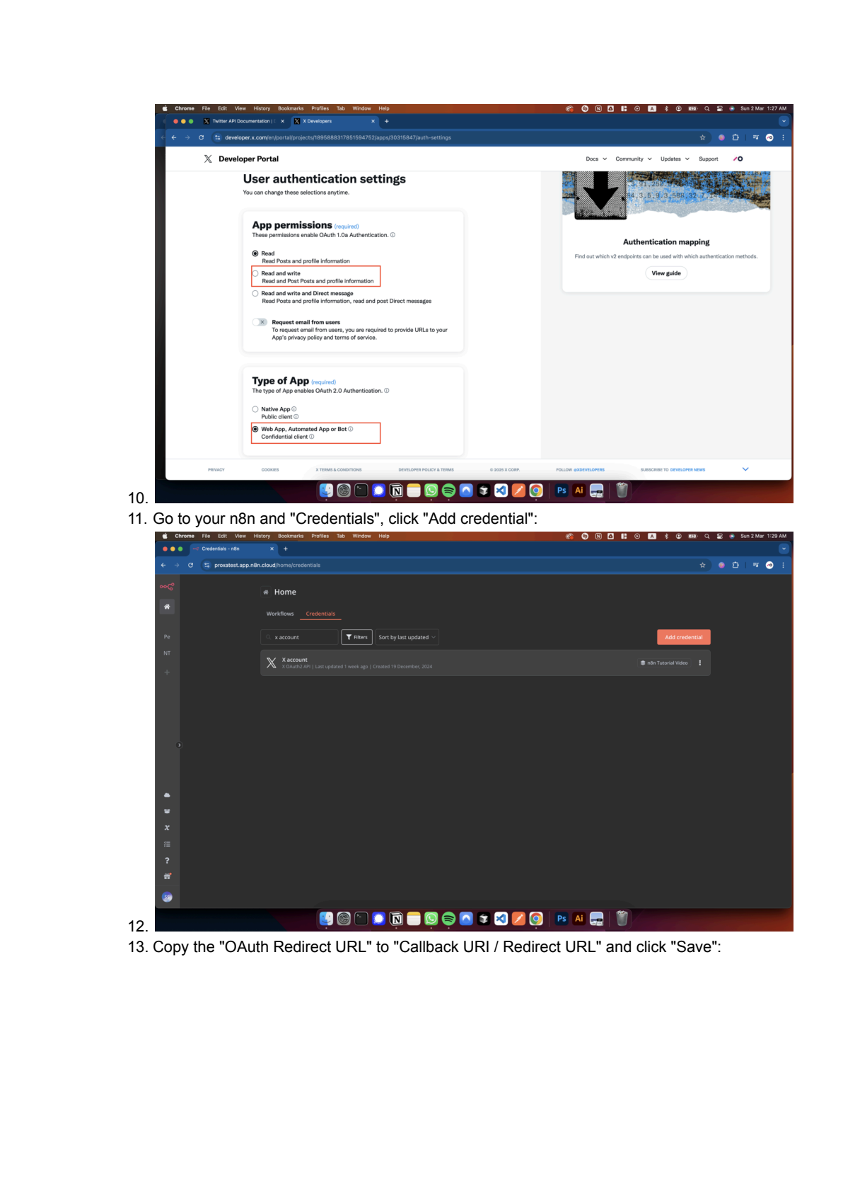 X (Twitter) API instellen in n8n afbeelding 3